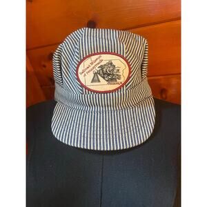 Vintage Collectible Striped Railroad Engineers Hat Strasburg Pennsylvania